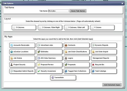 Current add app dialog