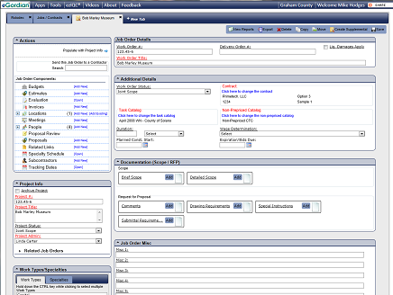 Job order screen